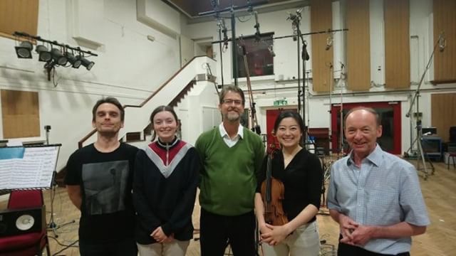 Lizzie working as assistant producer/engineer alongside Stefano - assistant engineer at Abbey Road Studios, Carlos Lellis, violinist LIsa Ueda and John Dunkerley (ex-Decca/grammy winning engineer).